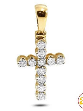 14KY 1.00CTW 11-STONE DIAMOND CROSS