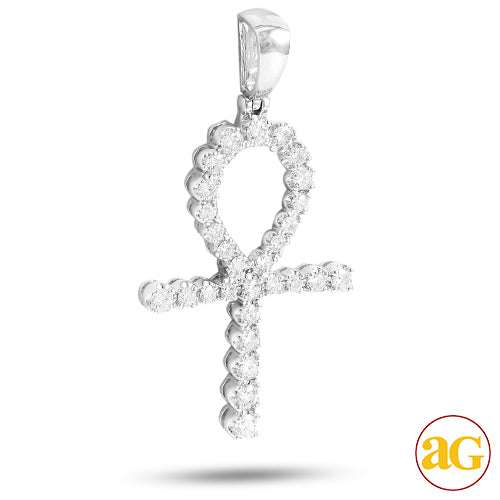 14KW 1.75CTW DIAMOND ANKH CROSS PENDANT