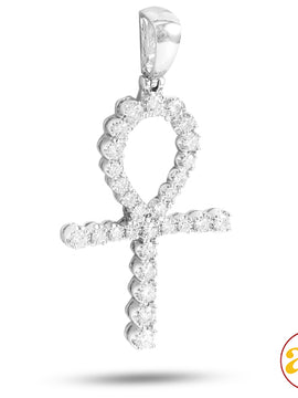 14KW 1.75CTW DIAMOND ANKH CROSS PENDANT