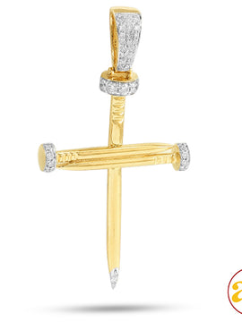 10KY 0.75CTW DIAMOND NAILS CROSS PENDANT