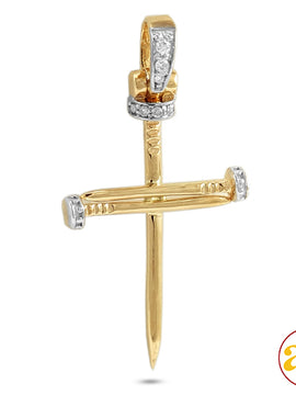 14KY 0.05CTW DIAMOND NAILS CROSS PENDANT