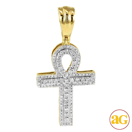 14KY 0.50CTW DIAMOND ANKH CROSS 3-D PENDANT