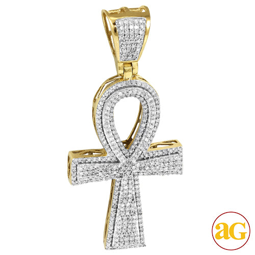 10KY 1.00CTW DIAMOND ANKH CROSS 3-D PENDANT