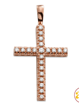 14KR 2.00CTW DIAMOND PRONG SET CROSS PENDANT