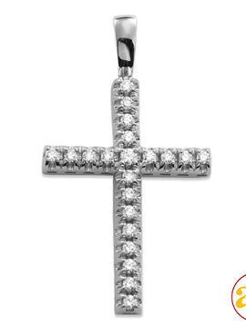 14KW 2.00CTW DIAMOND PYRAMID SETTING CROSS PENDANT