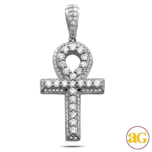 14KW 3.50CTW DIAMOND PRONG SET ANKH CROSS PENDANT