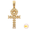 14KY 1.35CTW DIAMOND FLEUR DESIGN ANKH CROSS