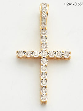 10KY 0.25CTW ILLUSION SET DIAMOND SINGLE ROW CROSS