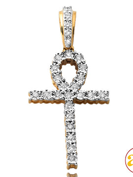 10KY 0.20CTW ILLUSION SET DIAMOND ANKH CROSS