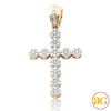 14KY 0.50CTW DIAMOND ROUND CLUSTER CROSS PENDANT