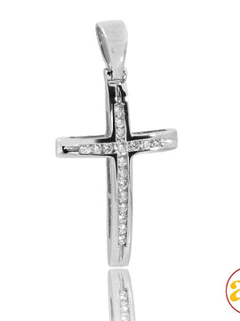 14KW 0.55CTW DIAMOND CHANNEL SET CROSS PENDANT