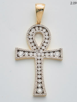 10KY 0.65CTW ILLUSION SET DIAMOND CROSS PENDANT