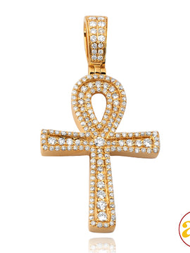 10KY 1.10CTW DIAMOND ANKH CROSS PENDANT