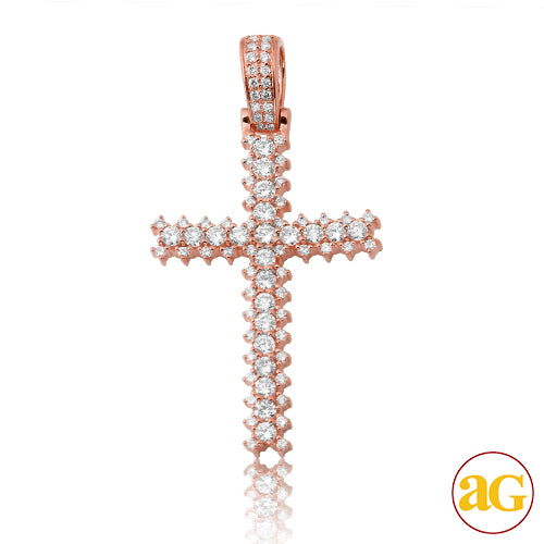 14KR 2.00CTW DIAMOND CROSS WITH 3-PRONG DIAMOND BO