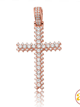 14KR 2.00CTW DIAMOND CROSS WITH 3-PRONG DIAMOND BO