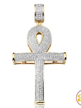 10KY 0.80CTW MICROPAVE DIAMOND ANKH PENDANT