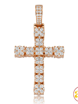 14KR 2.50CTW FLOWER DIAMOND CROSS PENDANT