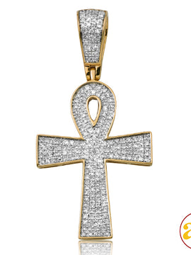 10KY 0.50CTW DIAMOND FLAT ANKH CROSS PENDANT