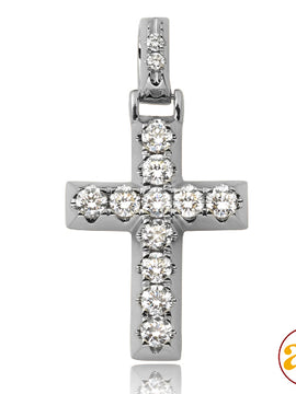 14KW 1.75CTW DIAMOND 4-PRONG FLAT SETTING CROSS PE