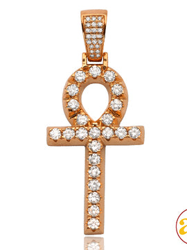 14KR 2.00CTW DIAMOND ANKH CROSS PENDANT