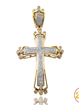 10KY 0.50CTW DIAMOND MICROPAVE CROSS WITH FANCY BO