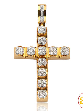 14KY 2.00CTW DIAMOND SQUARE CLUSTER CROSS PENDANT