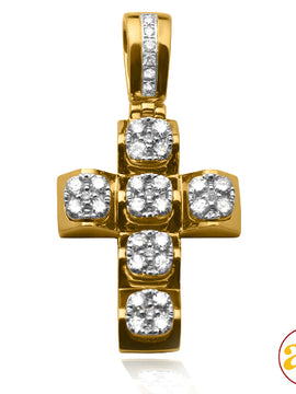 14KY 1.15CTW DIAMOND ROUNDED SQUARE CLUSTER CROSS