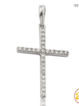 14KW 0.15CTW DIAMOND THIN CROSS PENDANT