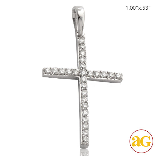 14KW 0.20CTW DIAMOND THIN CROSS PENDANT