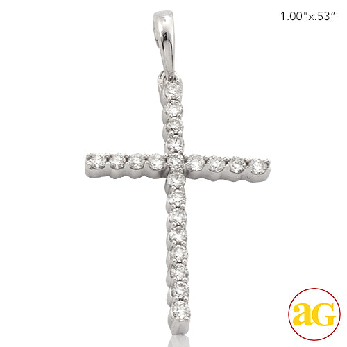 14KW 0.25CTW DIAMOND THIN CROSS PENDANT