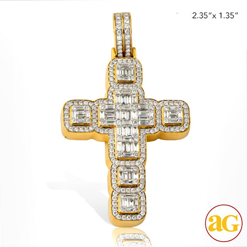 14KY 3.60CTW BAGUETTE DIAMOND CROSS PENDANT