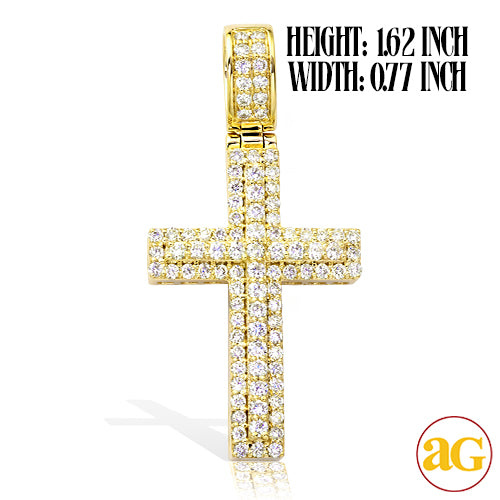 14KY 1.45CTW DIAMOND 3-D CROSS PENDANT - STRAIGHT