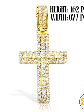 14KY 1.45CTW DIAMOND 3-D CROSS PENDANT - STRAIGHT