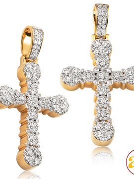 14KY 2.75CTW ROUND CLUSTER DIAMOND CROSS - BEZEL P