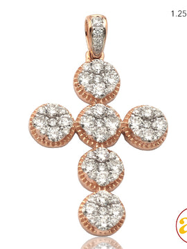 14KR 1.20CTW DIAMOND ROUND CLUSTER CROSS WITH