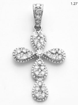 14KW 0.65CTW DIAMOND PEAR CLUSTER CROSS WITH