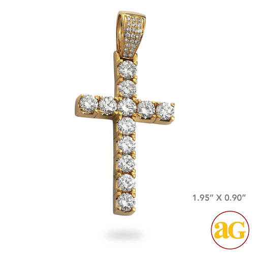 14KY 3.85CTW DIAMOND 4-PRONG SQUARE SETTING CROSS