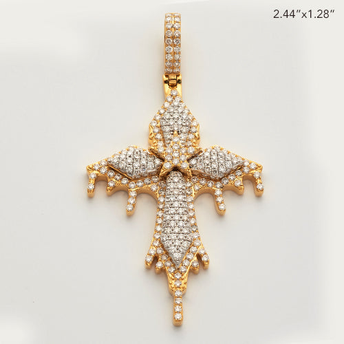 14KY+W 2.35CTW DRIPPING DIAMOND POINTED CROSS