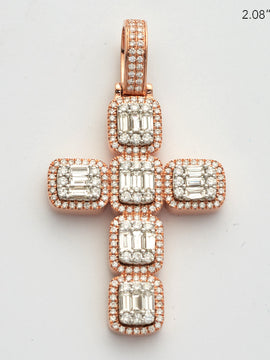 14KR+W 3.05CTW BAGUETTE DIAMOND CROSS PENDANT