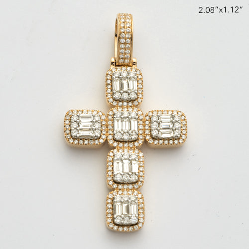 14KY+W 3.05CTW BAGUETTE DIAMOND CROSS PENDANT