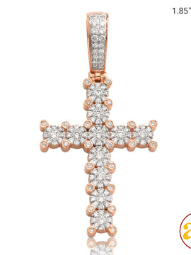 14KR 1.15CTW FLEUR DIAMOND CROSS PENDANT