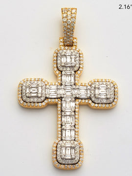 14KWY 3.05 CTW DIAMOND 2-TONE CROSS PENDANT