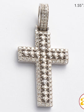 14KW 1.35CTW DIAMOND OPEN DESIGN PRONG SET CROSS