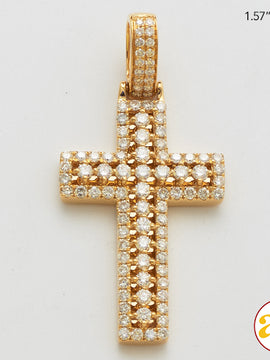 14KY 1.35CTW DIAMOND OPEN DESIGN PRONG SET CROSS