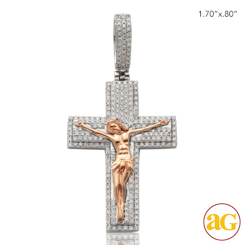 14KW+R 0.70CTW DIAMOND CROSS WITH JESUS