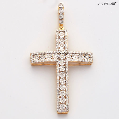 10KY 2.15CTW ILLUSION SET DIAMOND SINGLE ROW CROSS