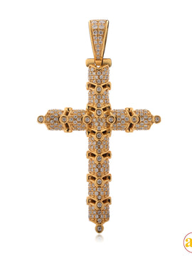 10KY 1.05CTW DIAMOND SEGMENTED CROSS PENDANT