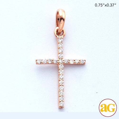 14KR 0.10CTW DIAMOND THIN CROSS PENDANT