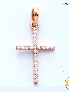 14KR 0.10CTW DIAMOND THIN CROSS PENDANT