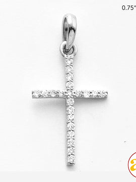 14KW 0.10CTW DIAMOND THIN CROSS PENDANT